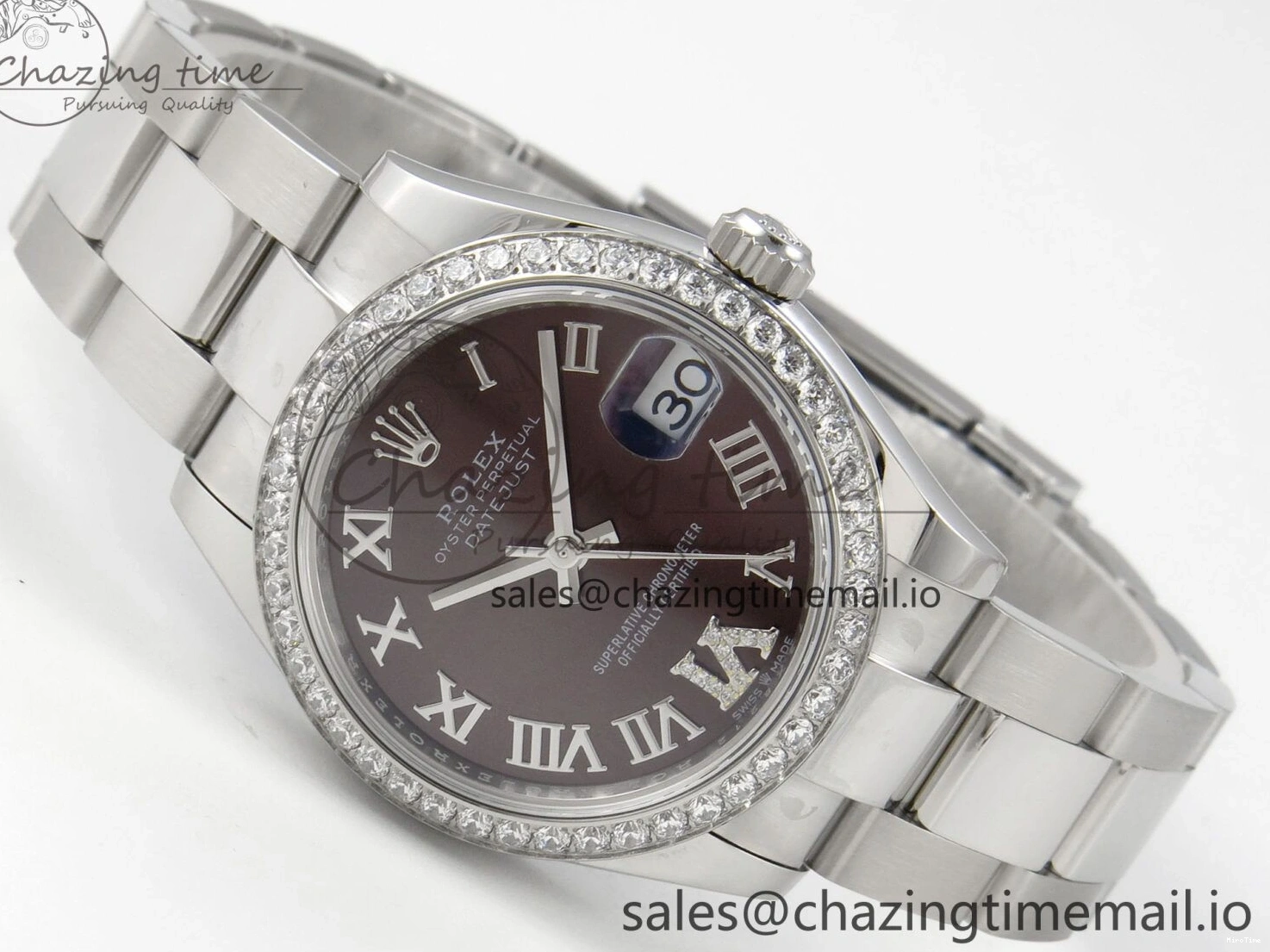 MiroTime 0118 SmoothTexture DateJust 31 278274 THBF 1:1 Best Edition 904L Steel Brown Roman Dial Diamonds Bezel on SS Oyster Bracelet HZ Cal. 26